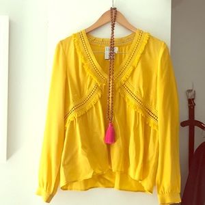 Sezane Zora Blouse in Gold Yellow